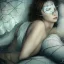 Placeholder: dead woman on satin pillow with spiderwebs on face and mascara running down cheeks, 8k, high-quality, fine-detail, intricate, sharp, crisp, digital art, detailed matte, illustration, octane render, brian froud, howard lyon, Anne Dittman, Anne Stokes, Lisa Parker, Selina French