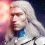 Placeholder: Full body ,Beautiful cosmic man, blue eyes, long blond hair, cosmic suit, galactic backdrop, soft lighting, hyper realistic, unreal engine 5, 16k