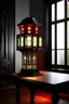 Placeholder: gaming table lamp inspired by palace, modern design,