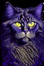 Placeholder: portrait of a purple maine coon cat with a third eye in its fore head by van gogh