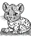 Placeholder: create a 2d black outline, "safari smiling cartoon baby gepard coloring book for toddlers", coloring page, low details design, black contour, coloring page design, simple background, colorful , card style, coloring page for kids, white background, sketch style, safari landscape, cartoon style