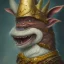 Placeholder: dungeons and dragons, fantasy, goblin, king, portrait, face, close up, red skin, watercolour, artistic, blue nose, hobgoblin