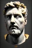 Placeholder: Ultra Realistic image, Roman sculpture bust, clean white marble material, Lionel Messi, gold Laurel leaves wreath, renaissance ornaments, one gold star, blue sky background, waist up portrait, cinematic lighting, god light, 4k resolution, smooth details, ornate details, soft lighting, unreal engine 5, art station, substance 3d, art concept.