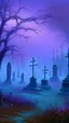 Placeholder: A purple graveyard with dancing ghosts painted by Ivan Aivazovsky