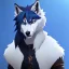 Placeholder: wolf furry blue hair digital art anime style male white fur anthropomorph