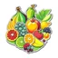 Placeholder: fruits sticker illustration, white bckground