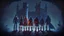 Placeholder: Adventurer party of four people, standing before a dark castle