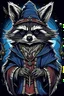 Placeholder: evil Raccoon wizard, in anime portrait art style