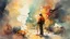 Placeholder: man and the universe, light watercolor sketch, by Leonid Afremov & Benedick Bana & Atelier Olschinsky & Ian McQue