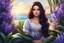 Placeholder: A beautiful girl is sitting surrounded by hyacinth flowers, long dark hair, ocean eyes, adorable digital painting, high quality, 4k