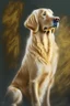 Placeholder: retriever dog , light background, in the style of degas