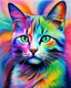 Placeholder: Cat in pastel Picasso psychedelic painting color art