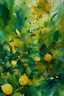 Placeholder: abstract, botanical, a little bit gold, the ultimate expression of savor-faire, museum collection, world-famous painting, Watercolor Rendering, green novia