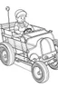 Placeholder: Outline art for coloring page OF A 1943 PULL TOY IN A TOY BOX IN THE UNITED STATES, coloring page, white background, Sketch style, only use outline, clean line art, white background, no shadows, no shading, no color, clear