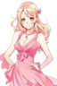 Placeholder: hot anime girl posing in pink dress and blonde hair