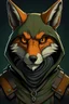 Placeholder: mysterius hunter with fox's mask like realistic style front view