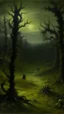 Placeholder: A black dark thicket with shadow monsters painted by George Inness