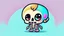 Placeholder: Cute chibi-style bony skeleton, cartoony, colorful, exaggerated, simplified, adorable