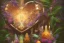 Placeholder: love, high contrast, Tropical flowers,heart drawing, crystals, tropical leaves, sacred altar, Fantasy temple,