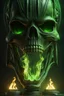 Placeholder: Flameskull. green fire. burning eyes. full body shot. h. r. giger. fantasy and horror setting, Cinematic lighting, Volumetric lighting, Epic composition, Photorealism, Very high detail, Character design, Unreal Engine, Octane render, HDR, Subsurface scattering, fantasy art,