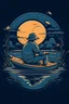 Placeholder: A ilustration I enjoy fishing. It is so relaxing., t-shirt design, no black ground, vector, 4k