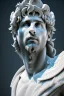 Placeholder: Ultra Realistic image, Roman sculpture, white marble material, Lionel Messi, sun radial crown, chisel style, waist up portrait, epic, celestial, cinematic lighting, God light, god rays, 4k resolution, smooth details, ornate details, soft lighting, unreal engine 5, marble background.