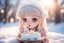 Placeholder: cute chibi girl eating snowcake in sunshine ethereal, cinematic postprocessing, bokeh, dof