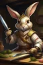 Placeholder: holy bunny with cooking knife dnd realism art adventurer