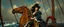 Placeholder: pin hole cam, master oil painting by Rembrandt, good afternoon scary hot seductive piratress merchant swashbuckler on stallion on ship