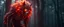 Placeholder: radiant Werewolf thick Skeleton with lotsa fluffy fur, motion blur background dark forest