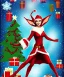 Placeholder: woman elve. Christmas scene. poster. marvel comic.