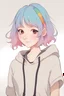 Placeholder: a portrait of a cute girl with colored hair in her 20s