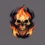 Placeholder: minimalistic burning screaming skull flame cyberpunk logo