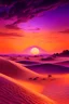 Placeholder: A realistic desert with sand dunes and a sunset low to ground with orange and purple and pink skies