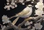 Placeholder: An image of a crystal bird covered in gold etching and diamonds, perched on a branch of cherry blossoms. The scene is illuminated by a soft, ethereal light, enhancing the intricate details and textures of the bird and the surroundings. The art style is detailed, realistic, and captures the magical essence of the scene, trending on ArtStation. The composition combines elements of classical elegance and modern fantasy, reminiscent of the masterful works elegant fantasy intricate high