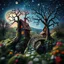 Placeholder: Photograph hasselblad h6d400c --ar 85:128 --v 6.0 of a fairy old bridge, tree, old bewitched house, made of felt, art, 3d deep field, light tiltshift, Joan Miró, wide angle landscape scene, galaxies, creepy, needlepoint, abstract silhoutte, expressionist style, colorful holiday