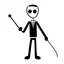 Placeholder: thin stick man with a bow tie black and white