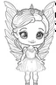 Placeholder: coloring page of a cute adorable fairy princess, use only black and white, no shading, no greyscale, simple, no flowers, no color, use crisp clear black outline with a white background.