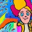 Placeholder: A colorful cartoon woman at work