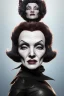 Placeholder: Marlene Dietrich as evil queen in black leather, leather, busty, cleavage, angry, stern look. character design by cory loftis, fenghua zhong, ryohei hase, ismail inceoglu and ruan jia. unreal engine 5, artistic lighting, highly detailed, photorealistic, fantasy