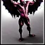 Placeholder: demonlike humanoid with batlike wings clawed hands and huge muscles collored