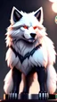 Placeholder: Feral, White fur, Werewolf, Red eyes, character, full body portrait, expert, insanely detailed, 4k resolution, cinematic smooth, intricate detail, fluffy, award wining portrait