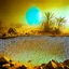 Placeholder: A striking quality Kodak photograph captures a wasteland with liquid and group of plants, creepy, details of the dust very accentuated, glossy organic mass, adorned with minerals and rocks. Bathed in intense light, eerie, Max Ernst style, blue sun, fog