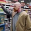 Placeholder: Walter White yells at Jessie Pinkman in a Costco, photorealistic