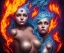 Placeholder: Four doll divine representing each, one of each of the elements of the four elements: Fire: Earth: Air: Water. Four female figures. Mark Brooks and Dan Mumford, comic book art, perfect, smooth elemental galactic space core. Detailed photograph, WLOP, Unreal Engine 5 volumetric lighting Insanely intricate face hair lashes hyper detailed painting by Ismail Inceoglu Huang Guangjian and Dan Witz Central fantasy art album cover art resolution HD