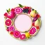 Placeholder: Round picture frame in the colors of dragon fruit on a light background to remove