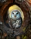 Placeholder: An exquisite AI-generated artwork portraying a Barn owl with her baby in a hollow log, framed by Birch tree and flaky bark. The piece boasts intricate details, whimsical wind effects, and a stunning spring HDR aesthetic with sunspots and bokeh, exuding el