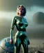 Placeholder: Ultra Realistic retro sci-fi 1960 scene, waist up view portrait, blonde woman, sweet young Marilyn Monroe face, perfect iris, tight latex coat, Strange planet background, Retro sci-fi style helmet, fog, rain, soft color, highly detailed, unreal engine 5, ray tracing, RTX, lumen lighting, ultra detail, volumetric lighting, 3d, finely drawn, high definition, high resolution.