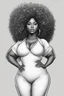 Placeholder: Create a coloring page of a beautiful curvy black female looking to the side with la curly afro. No shading, No color, define lines, clean lines