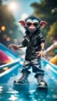 Placeholder: magazine cover, twisted rock star alien gremlin crow monkey rapper crew with silver boots as a pimp in heavens water slide,bokeh like f/0.8, tilt-shift lens 8k, high detail, smooth render, down-light, unreal engine, prize winning